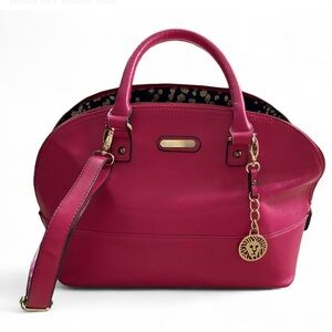 Anne Klein Elegant Pink Dome Handbag w/ Golden Accents
